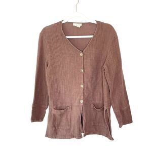 J. Jill Cotton Linen Button Down Lightweight Tunic sz. M #NN